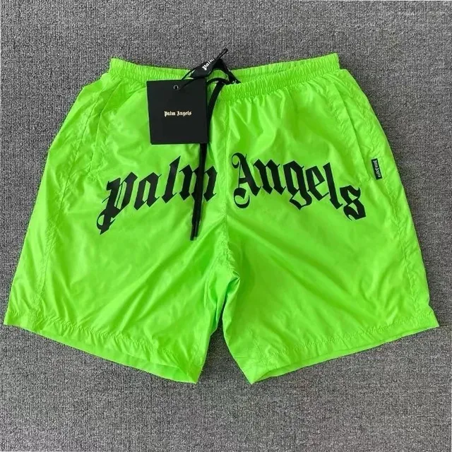 Palm Angels Logo Shorts Neon Green