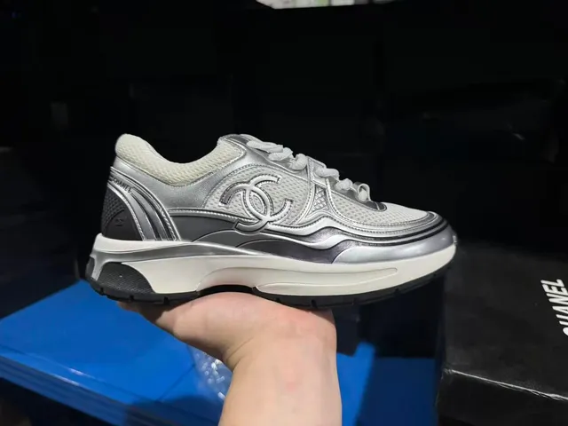 Chanel Sneaker Metallic Silver Mesh