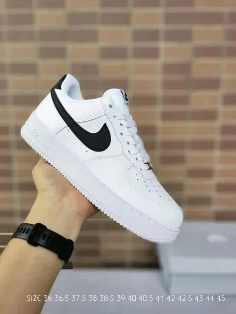 Nike Air Force 1 Low Triple White with Black Swoosh