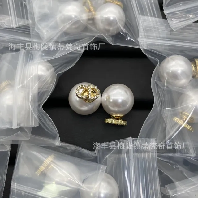 Dior Pearl Earrings CD Logo Pearl Studs