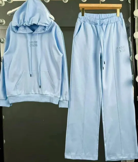 Miu Miu Hoodie and Jogger Set Embroidered Logo