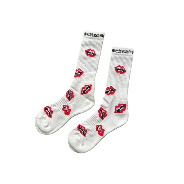 Chrome Hearts Lips Socks Red Lips Print