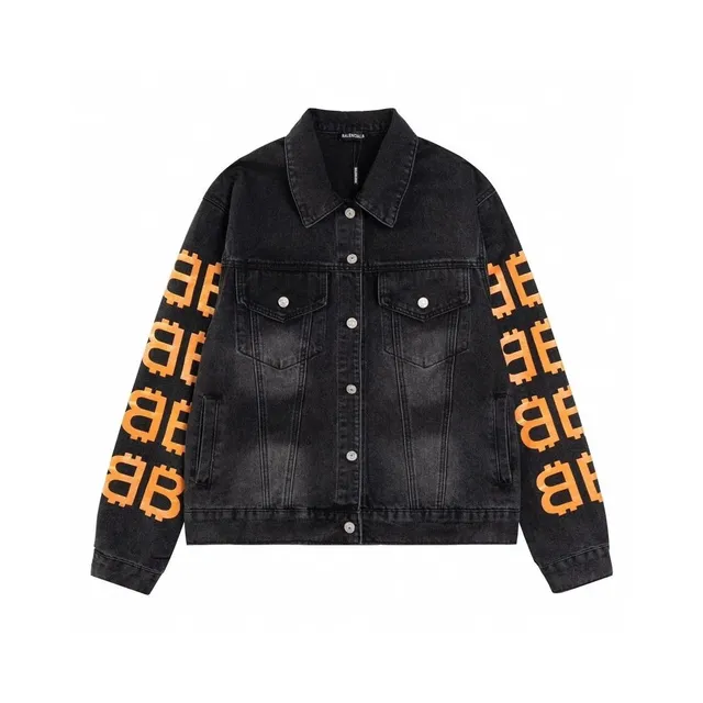 Balenciaga Denim Jacket Bitcoin Logo Print
