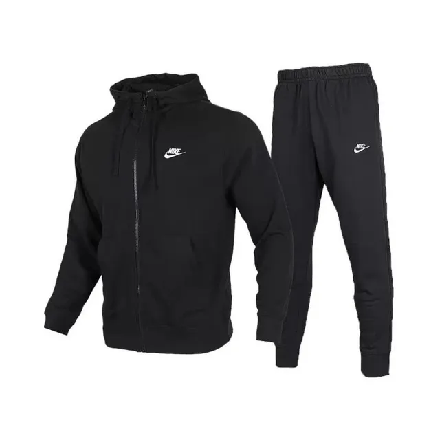 Nike Tech Fleece Hoodie and Joggers Black with White Swoosh