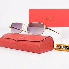 Cartier Sunglasses Rectangular Frame with Gold Accents
