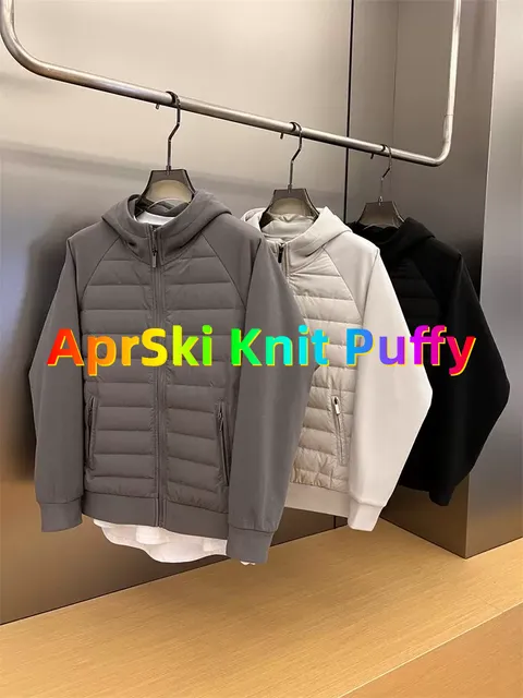 Knit Puffy Jacket Hooded Quilted