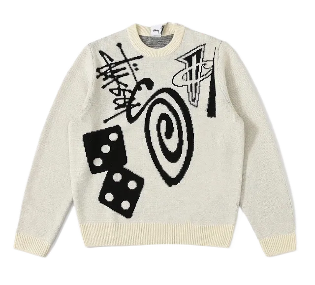 Stüssy Knit Sweater Dice and Spiral Graphic