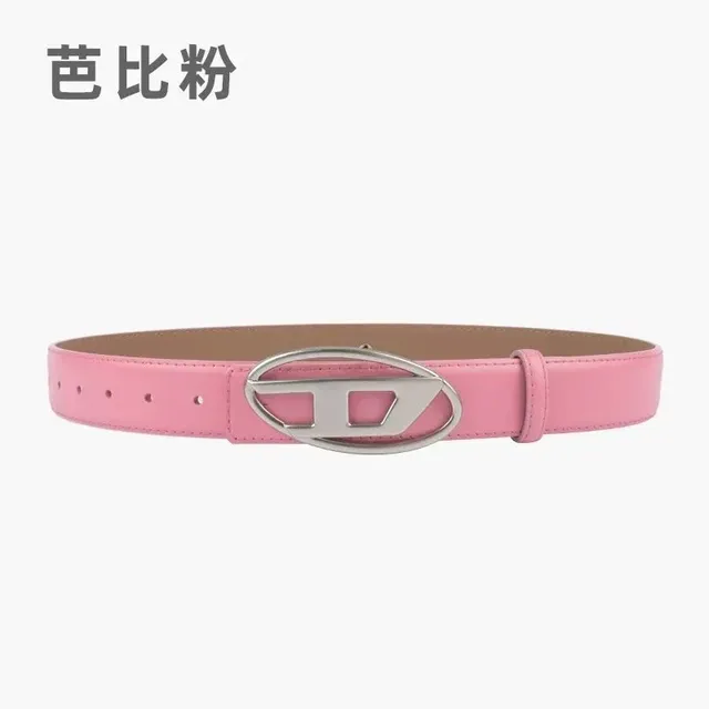 Diesel Logo Buckle Belt Ballet Pink