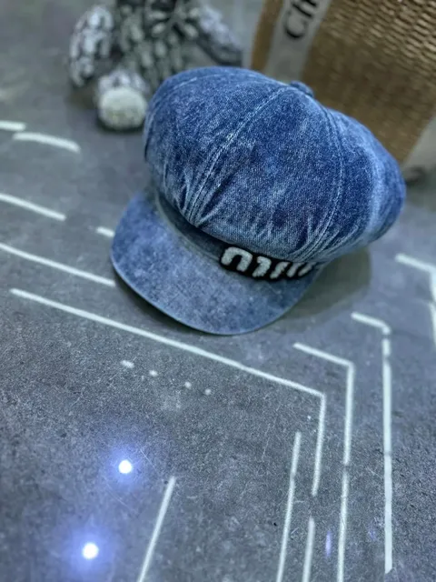 Miu Miu Denim Baker Boy Cap Washed Blue