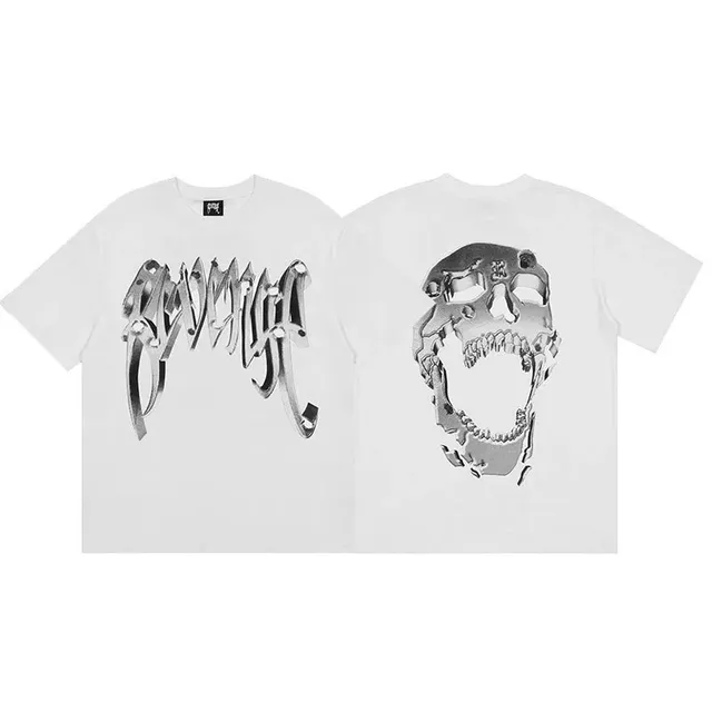 Revenge Graphic Tee Skull and Logo Print