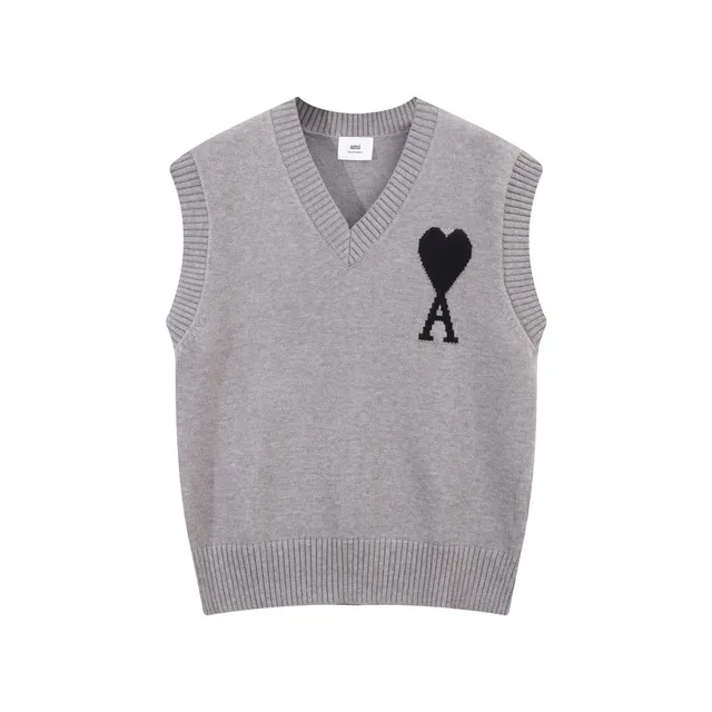 AMI Paris V-Neck Sweater Vest Heart Logo