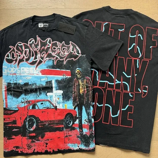 Godspeed Graphic Tee Gas Station Skeleton Print