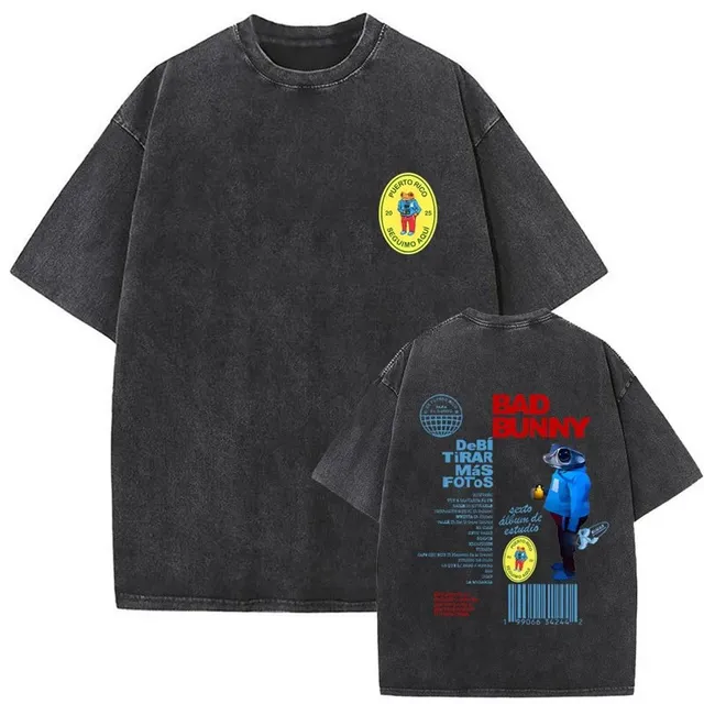 Bad Bunny Graphic Tee Washed Black