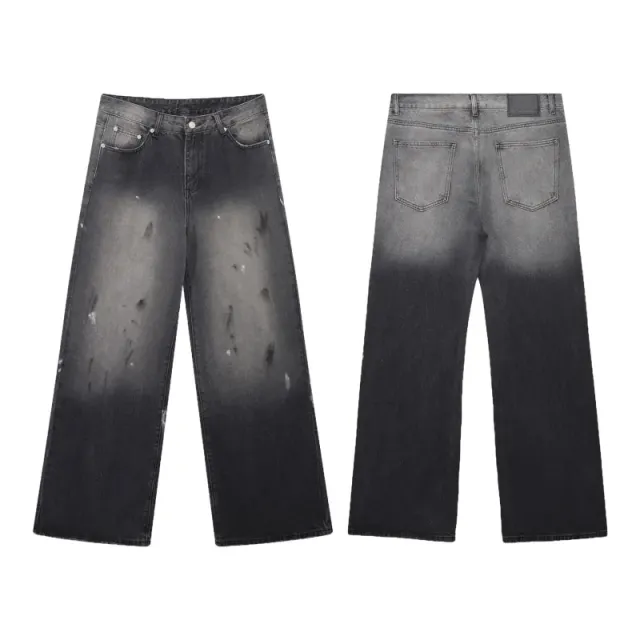 Acne Studios Wide-Leg Jeans Gradient Wash with Distressed Details
