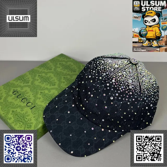Gucci Baseball Cap Crystal-Embellished GG Jacquard