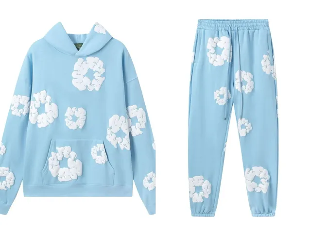 Broken Planet Cloud Print Hoodie and Joggers Set Sky Blue with 3D Cloud Appliqué