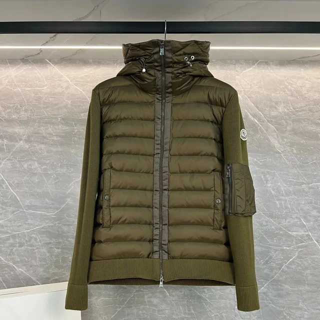 Moncler Hybrid Puffer Jacket Olive Green