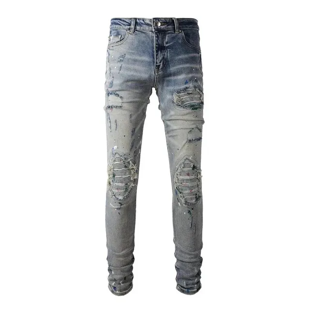Diesel Distressed Slim Fit Jeans Paint-Splatter Ripped