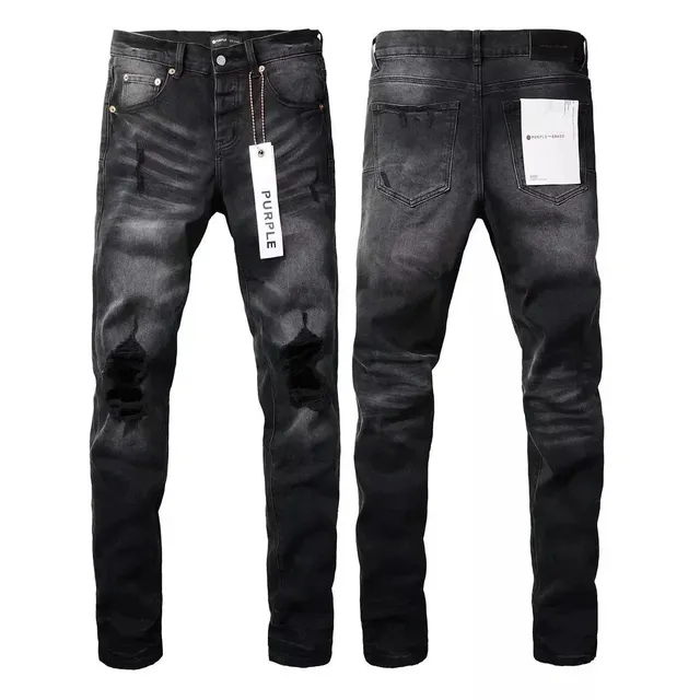 Purple Brand Distressed Slim Fit Jeans Black Wash
