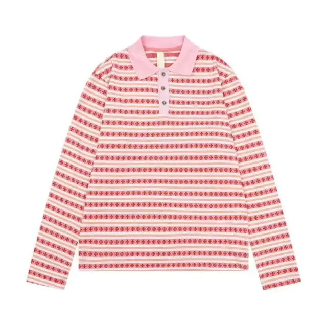 Chanel Polo Shirt Striped with Camellia Motif