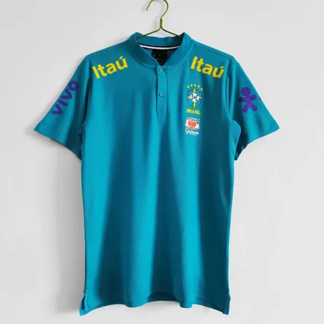 Teal Open-Neck Top with Logo