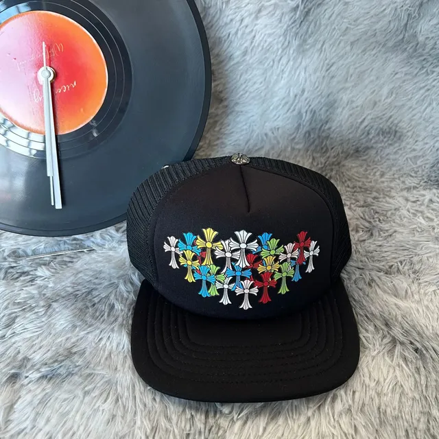 Chrome Hearts Trucker Hat Multicolor Cross Print