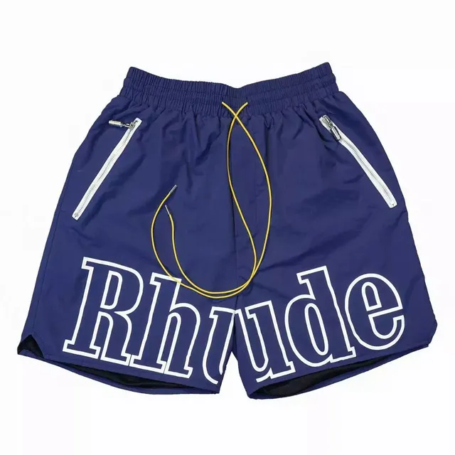 Rhude Logo Shorts Navy with White Outline Logo