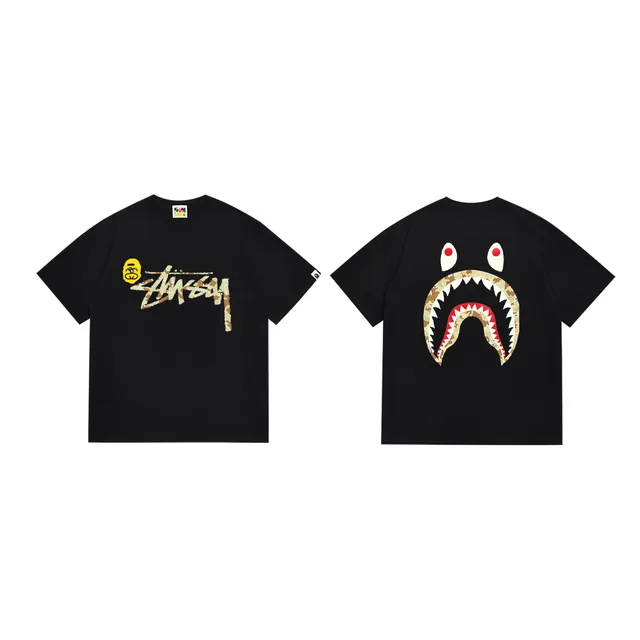 Stüssy × BAPE Short-Sleeve T-Shirt Shark Camo Print