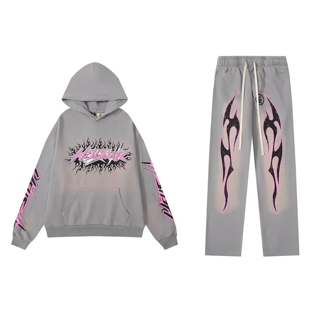 Hellstar Hoodie and Joggers Set Flame Print
