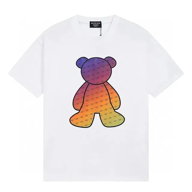 Balenciaga Bear Graphic Tee Rainbow Gradient Bear Print