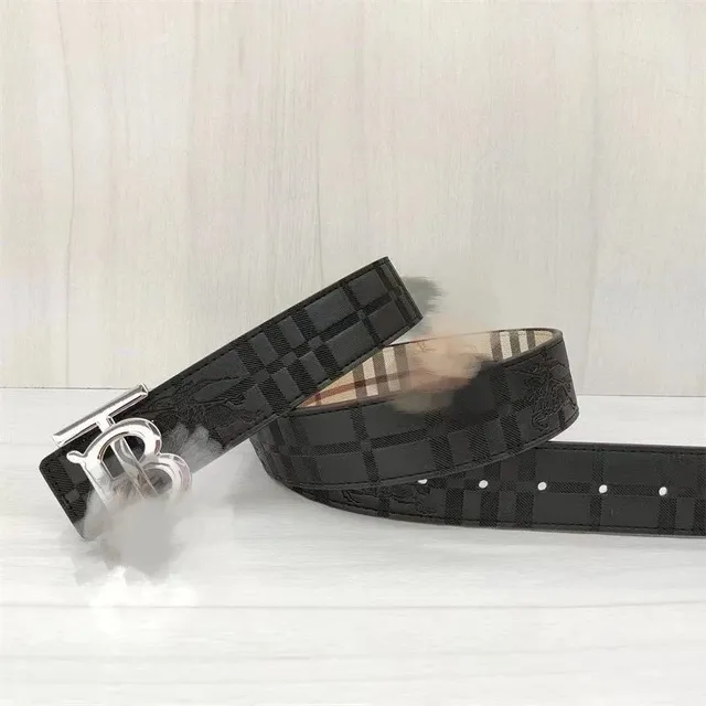Burberry Check Print Belt Monogram TB Buckle
