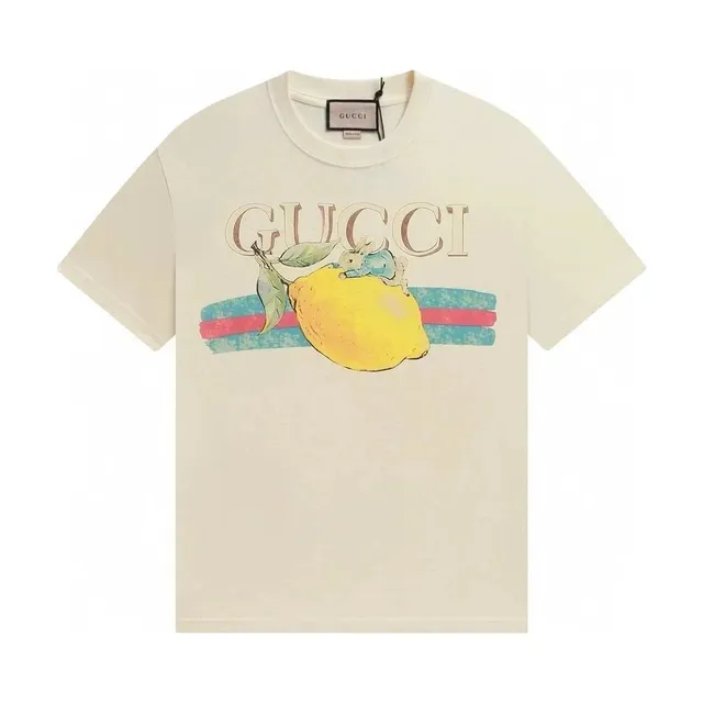 Gucci Lemon Graphic Tee Lemon Print with Web Stripe