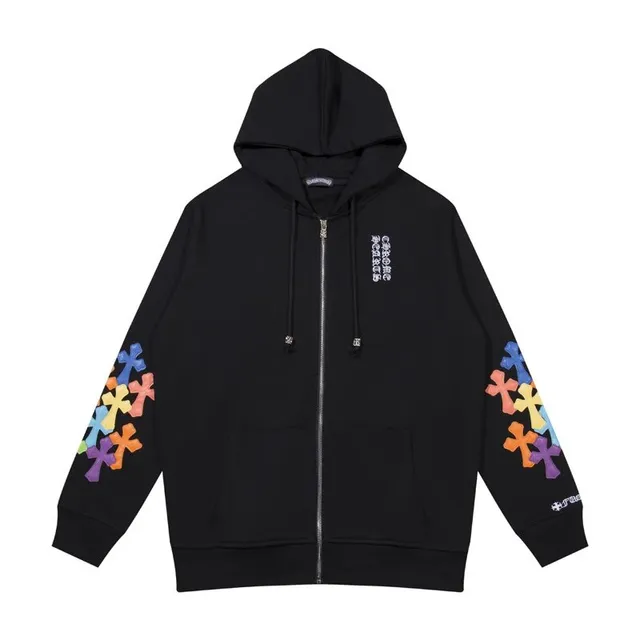 Chrome Hearts Zip-Up Hoodie Rainbow Cross Sleeve