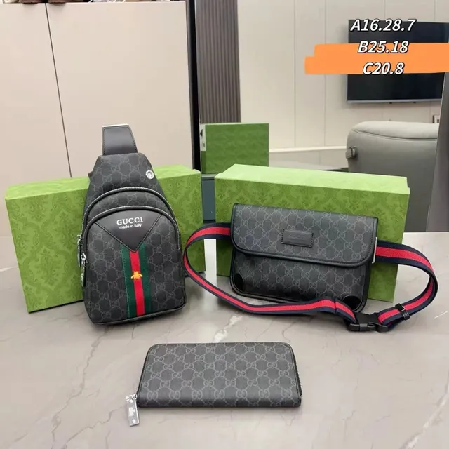 Gucci GG Marmont Accessories Set Monogram Canvas with Web Stripe