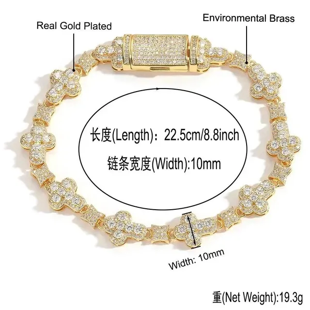 Chrome Hearts Clover Link Bracelet Fully Iced