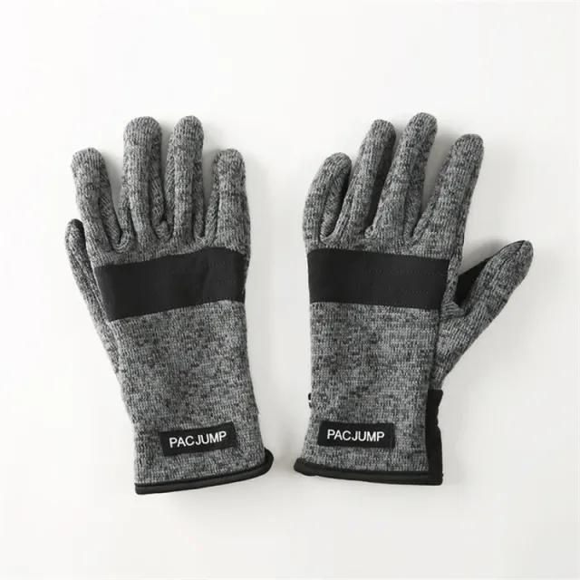 Fleece Gloves Heather Grey with Black Trim