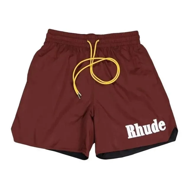 Rhude Logo Shorts Maroon with White Logo