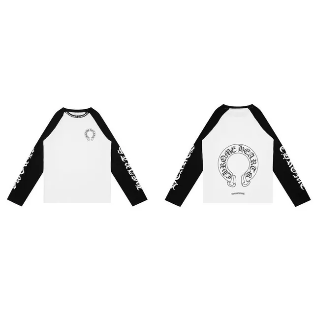 Long-Sleeve Raglan Tee Chrome Hearts Logo Print