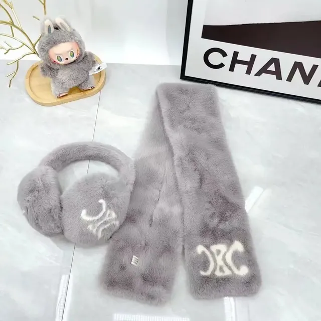 Corteiz Faux Fur Scarf & Earmuffs Set CRTZ Logo
