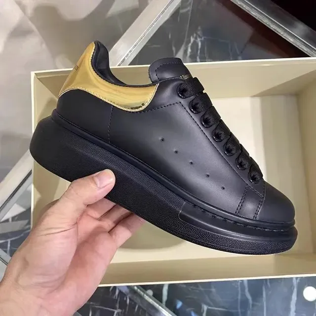 Alexander McQueen Oversized Sneaker Black with Gold Heel Tab