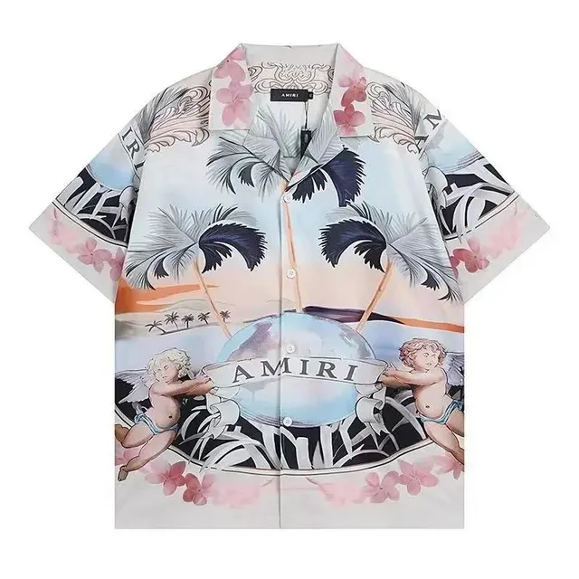 Amiri Printed Camp Collar Shirt Tropical Angel Print