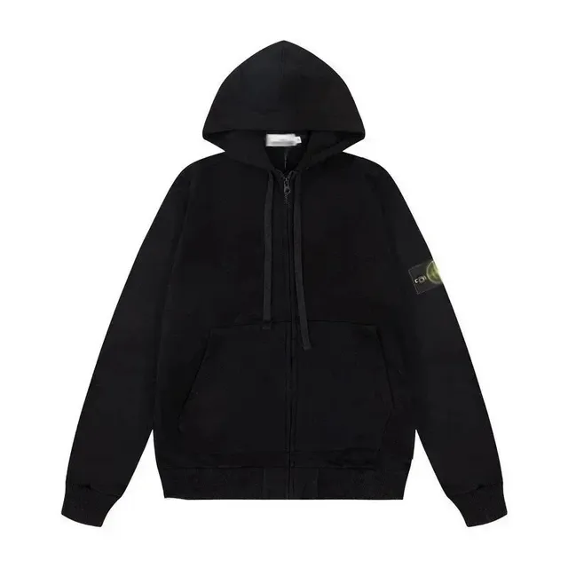 Stone Island Zip-Up Hoodie Black