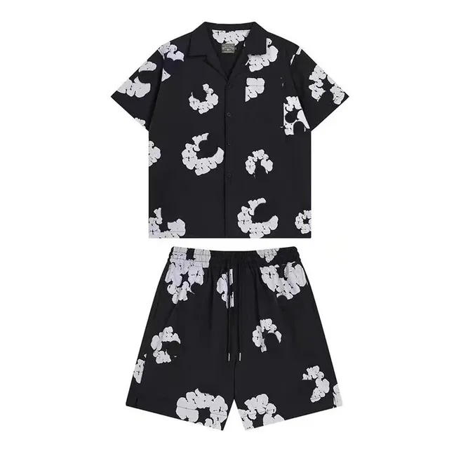 Camp Collar Shirt and Shorts Set Cloud Print