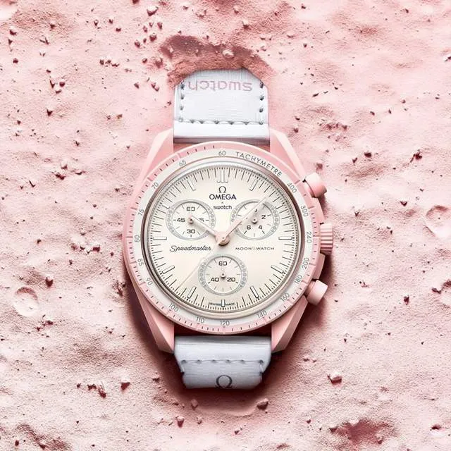 Omega × Swatch Speedmaster Moonwatch Bioceramic Pink Gold
