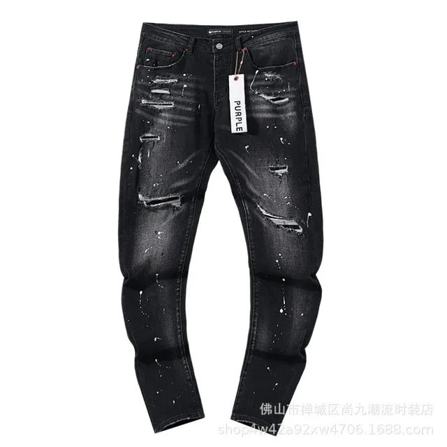 Distressed Slim Fit Jeans Paint Splatter Ripped
