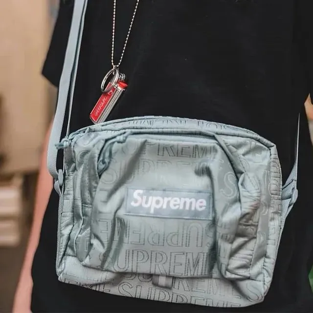 Supreme Shoulder Bag Logo Print Grey