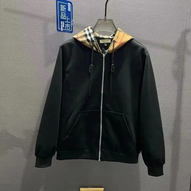 Burberry Zip-Up Hoodie Checkered Hood Lining