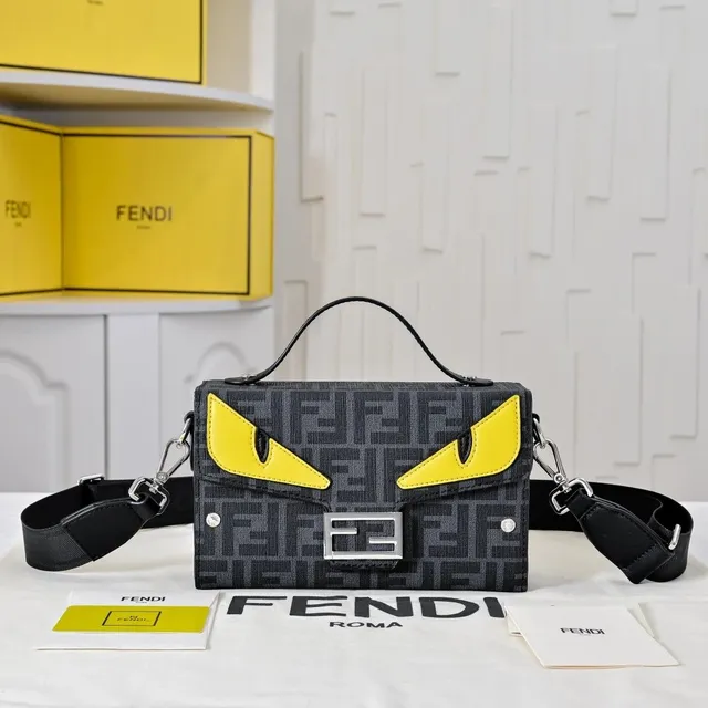 Fendi Monster Bag FF Logo Canvas with Yellow Eyes