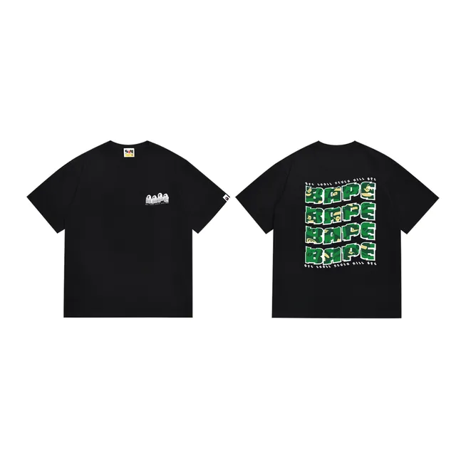 BAPE Graphic T-Shirt Green Camo Logo Print