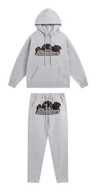 Trapstar Shooters Hoodie and Joggers Set Grey with Panther Graphic